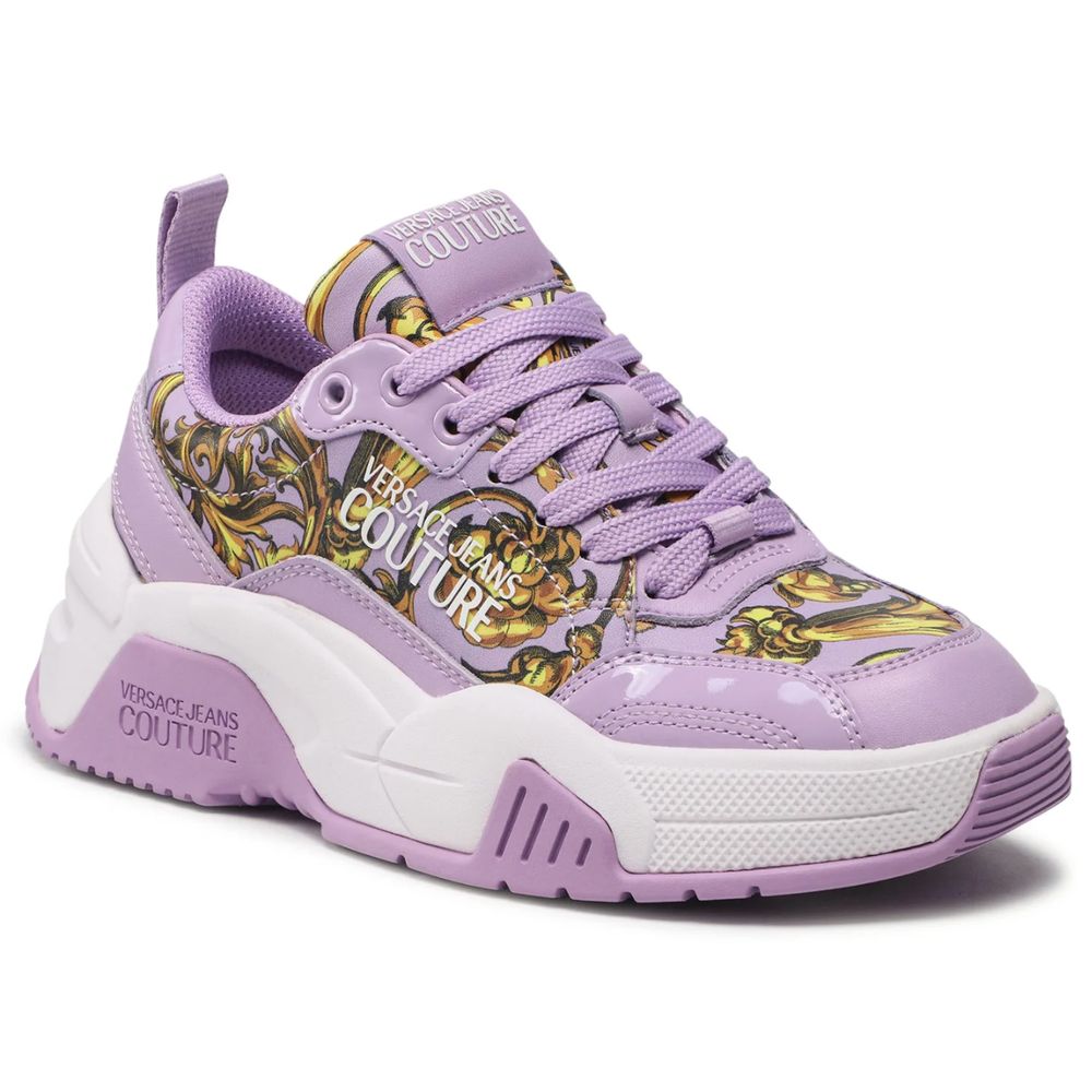 Versace Jeans Purple Leather Di Calfskin Sneakers