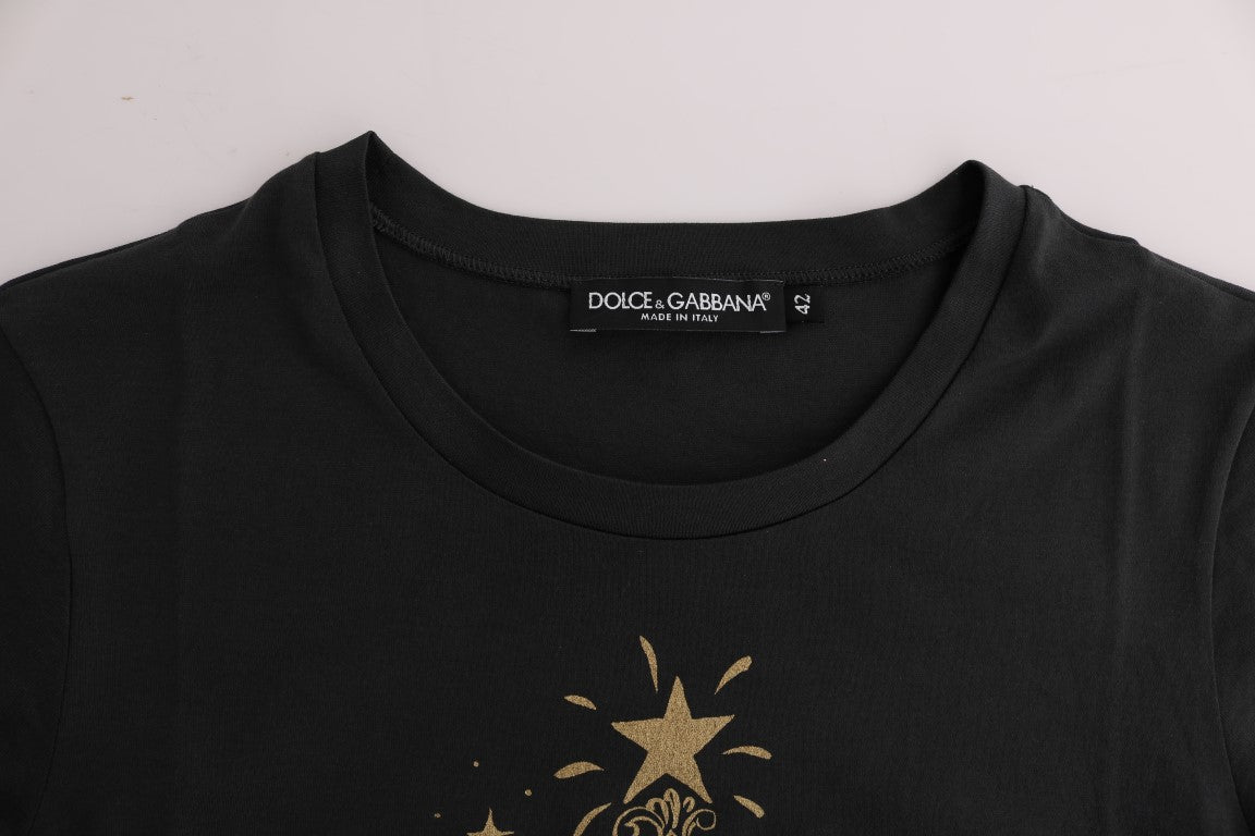 Dolce &amp; Gabbana Elegant grey cotton T-shirt with exclusive print