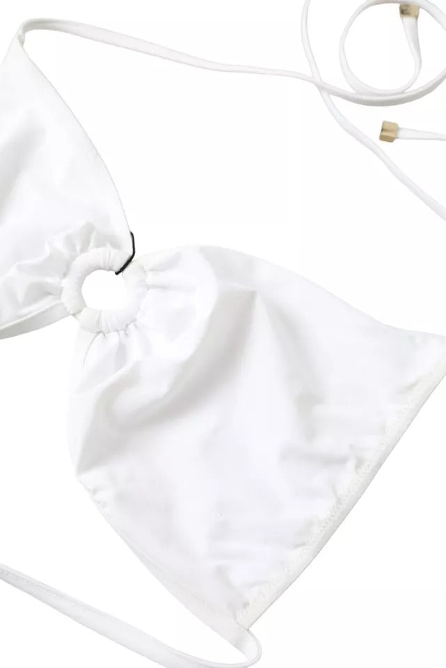 Dolce & Gabbana Weißes Nylon-Stretch-Badeanzugoberteil Bikini