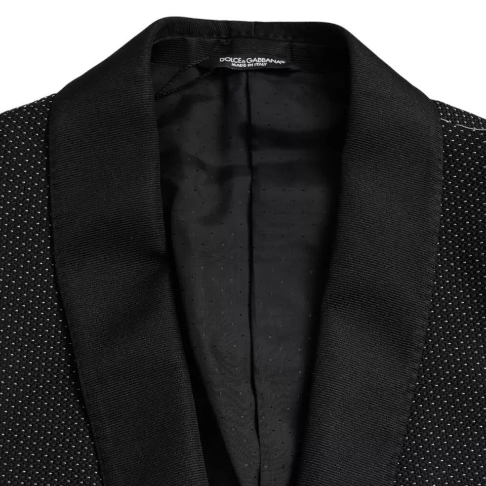 Dolce &amp; Gabbana Black Jacquard MARTINI Single Breasted Coat Blazer