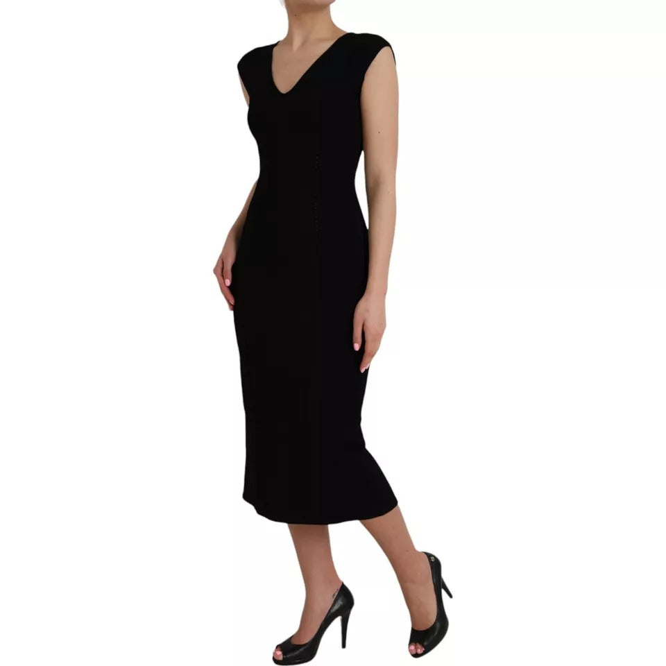 Dolce &amp; Gabbana Black sleeveless viscose bodycon midi dress