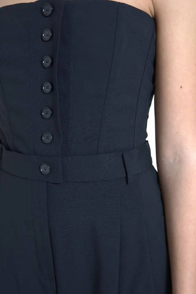 Dolce &amp; Gabbana Black Wool Strapless Jumpsuit Dress