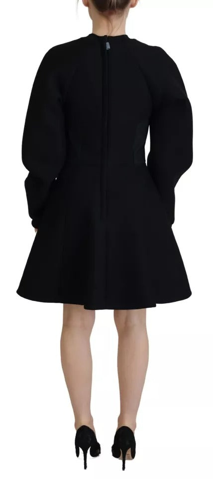 Dolce &amp; Gabbana Black Cotton Long Sleeve A-Line Mini Dress