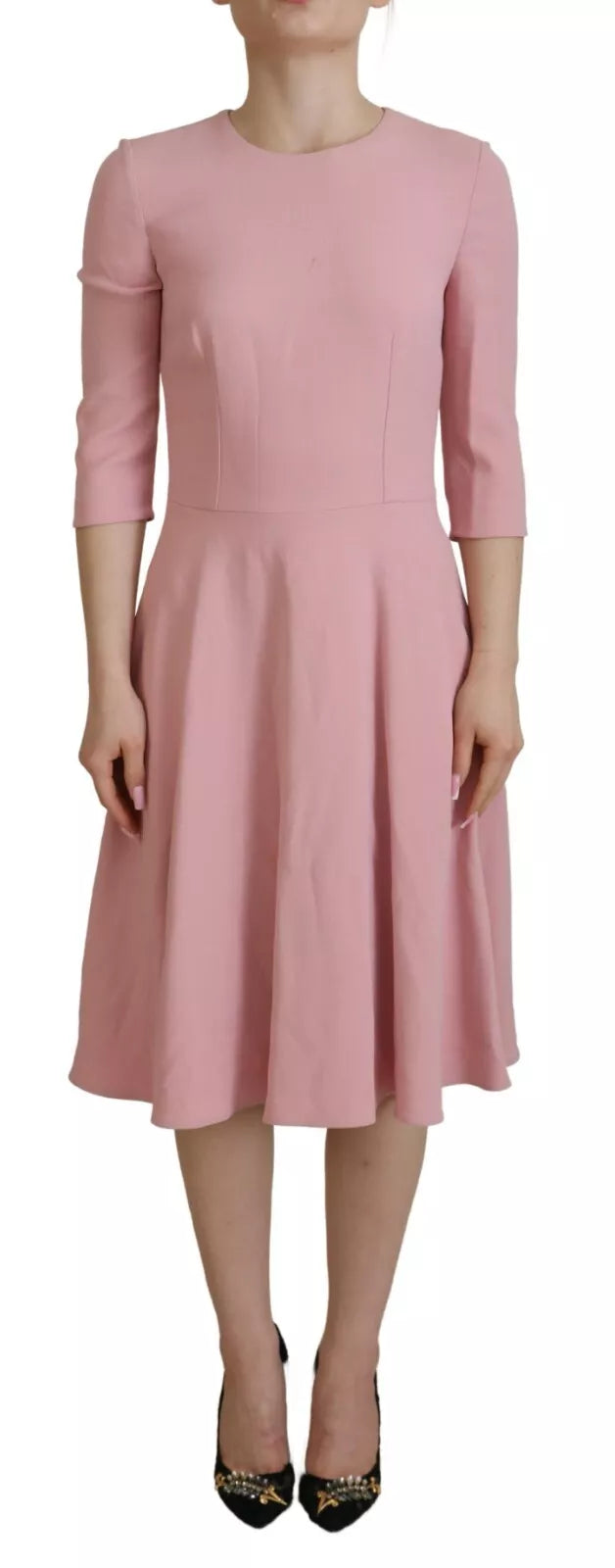 Dolce &amp; Gabbana Pink A-line 3/4 sleeve viscose dress