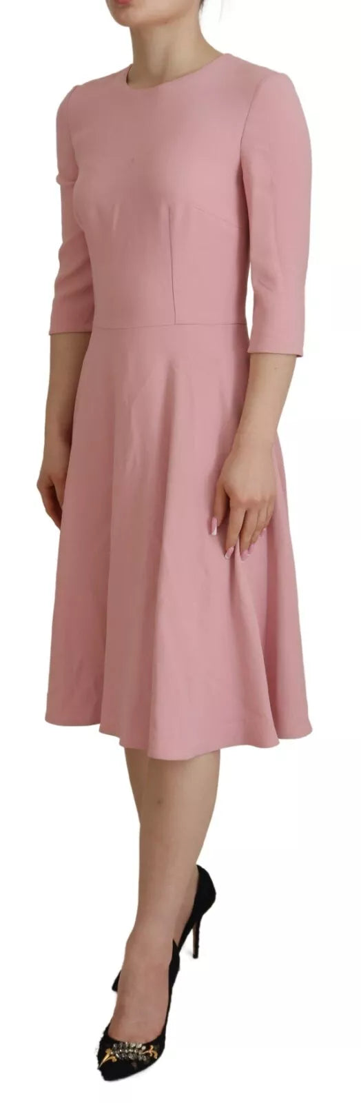 Dolce &amp; Gabbana Pink A-line 3/4 sleeve viscose dress