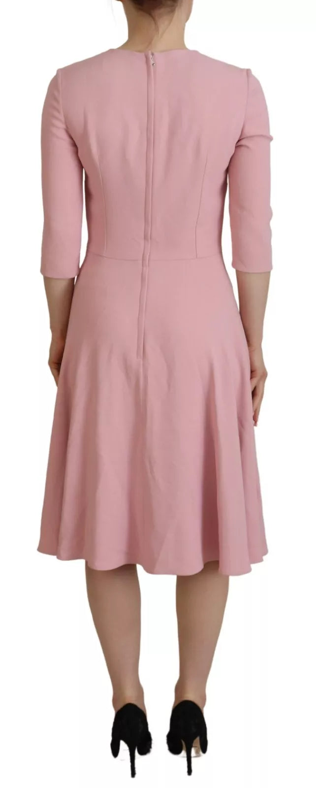 Dolce &amp; Gabbana Pink A-line 3/4 sleeve viscose dress