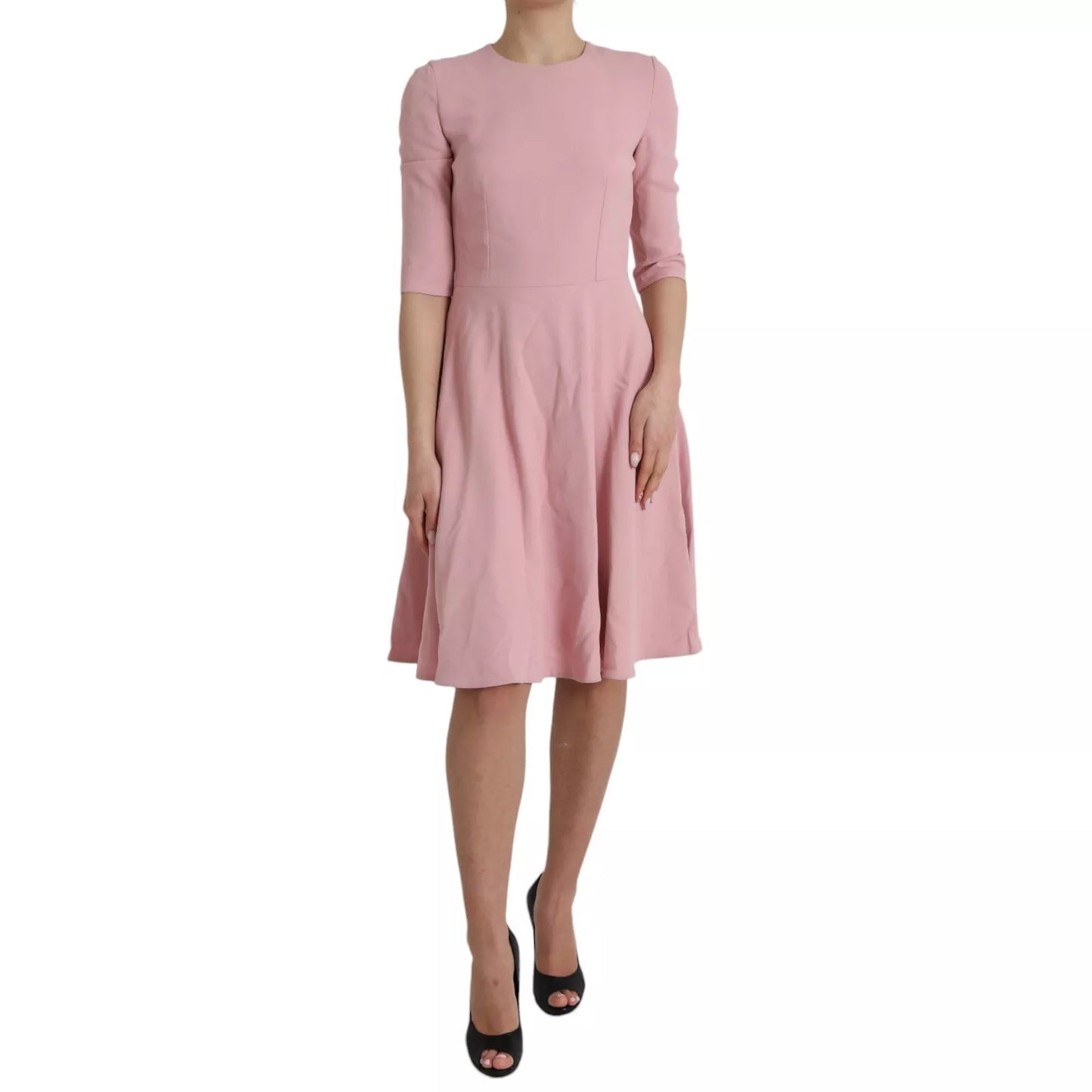 Dolce &amp; Gabbana Pink A-line dress with short sleeves in viscose