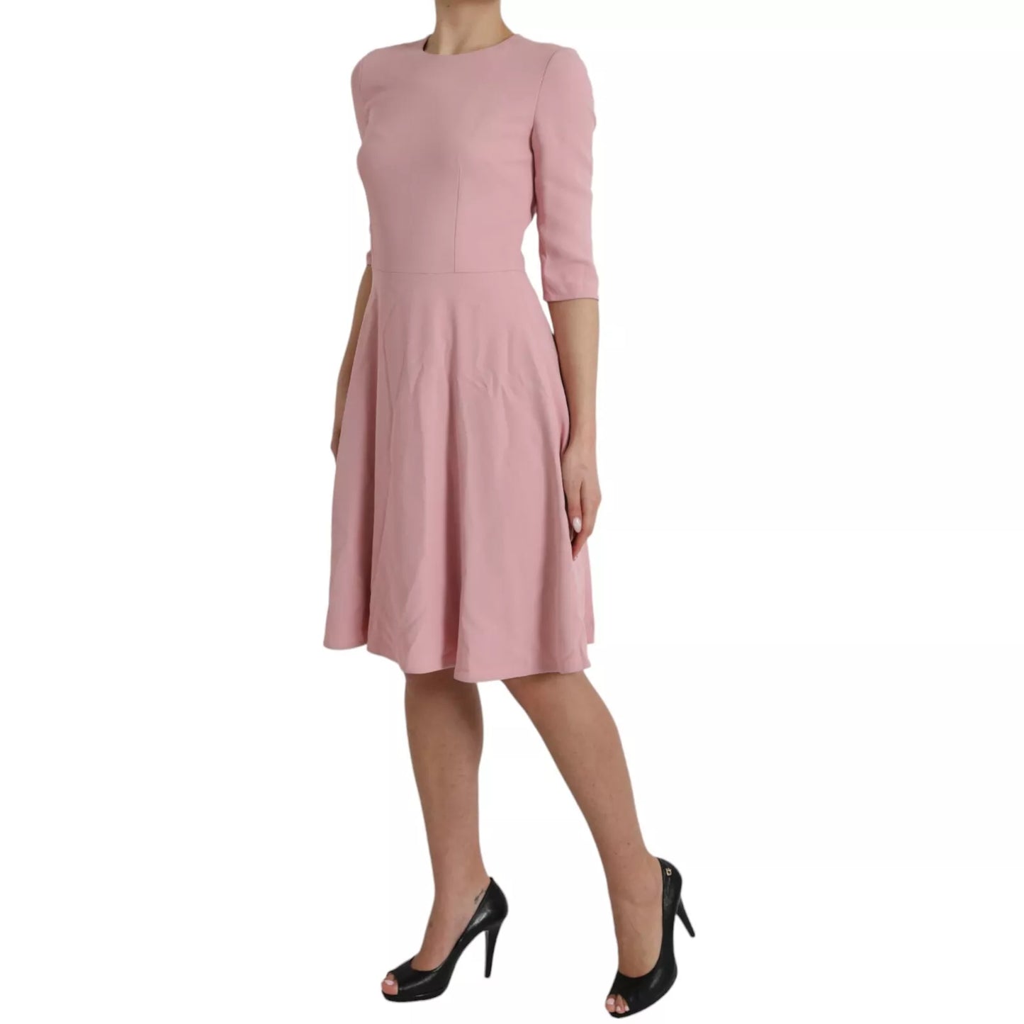 Dolce &amp; Gabbana Pink A-line dress with short sleeves in viscose