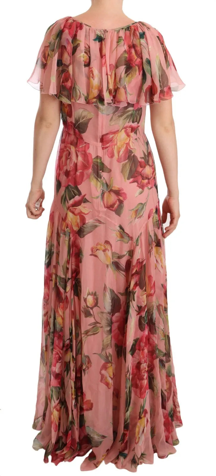 Dolce &amp; Gabbana pink floral print silk maxi dress