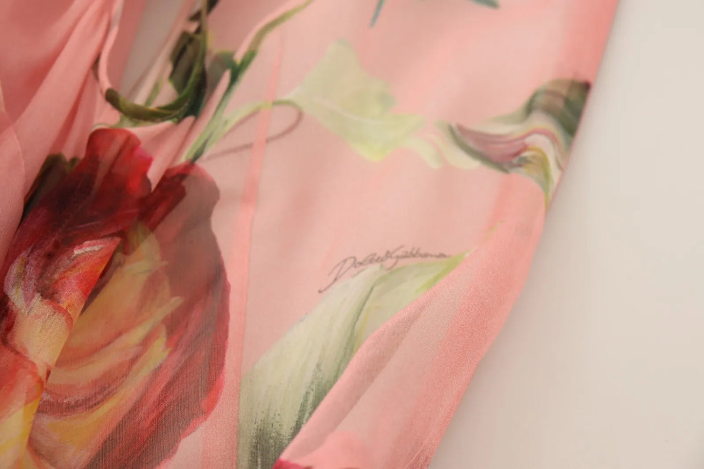 Dolce &amp; Gabbana pink floral print silk maxi dress