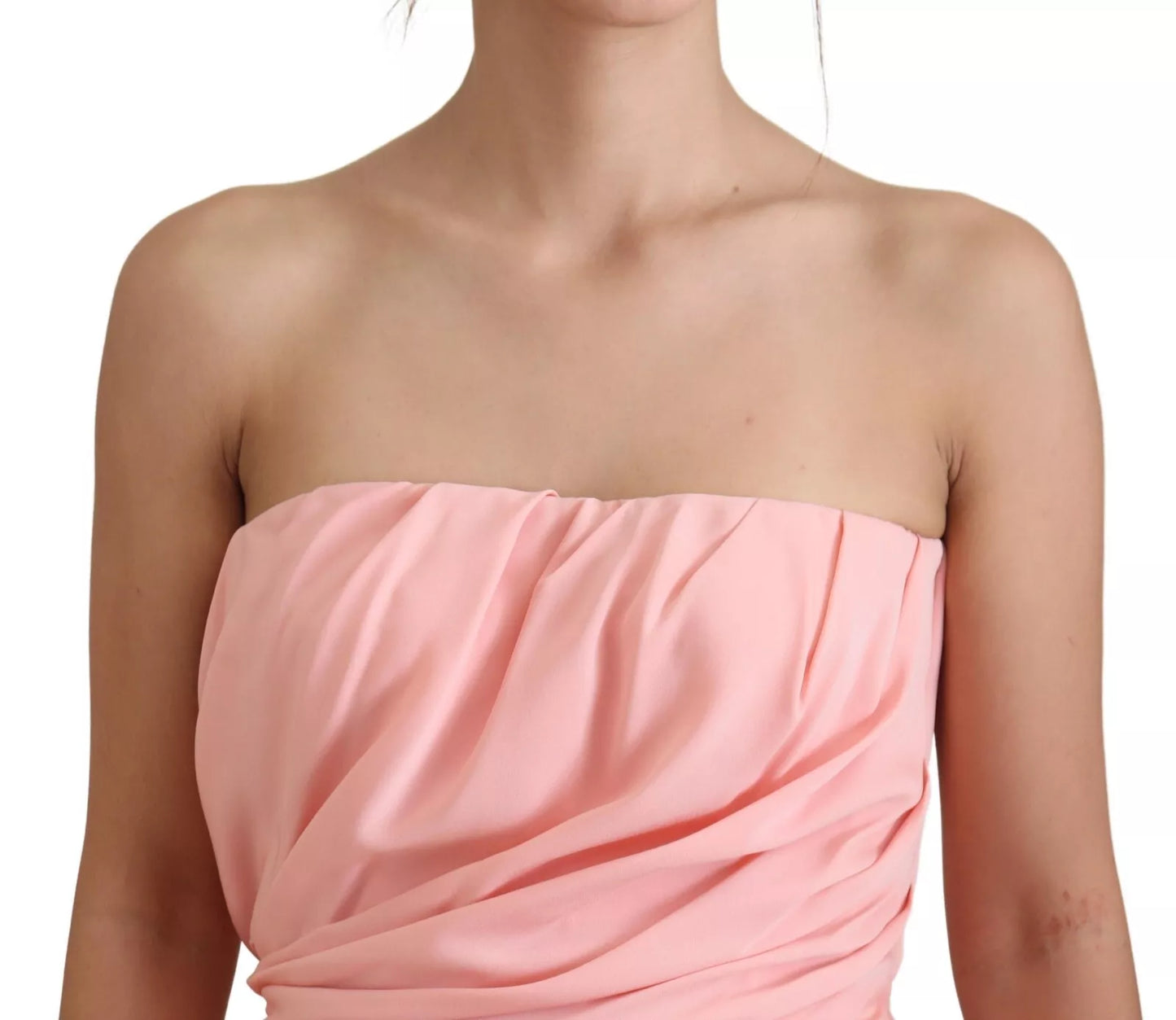 Dolce &amp; Gabbana Pink Strapless Silk Stretch Sheath Dress