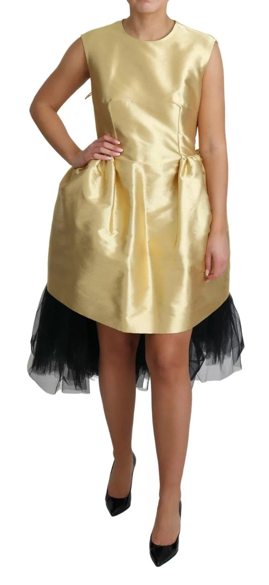 Dolce &amp; Gabbana Polyester Gold Sleeveless A-Line Tulle Dress