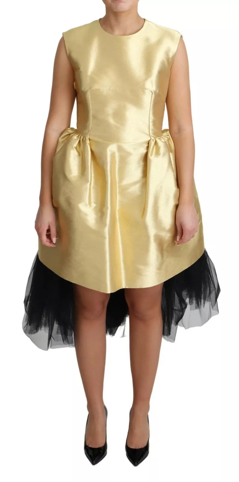 Dolce &amp; Gabbana Polyester Gold Sleeveless A-Line Tulle Dress