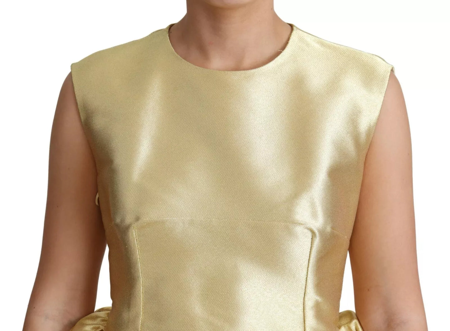 Dolce &amp; Gabbana Polyester Gold Sleeveless A-Line Tulle Dress