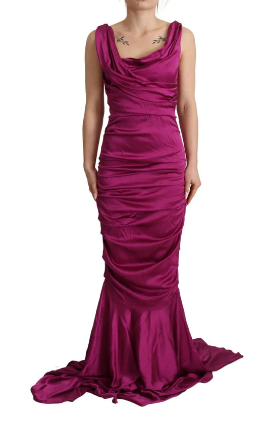 Dolce & Gabbana Etuikleid Meerjungfrau Fuchsia Seiden-Stretch-Kleid