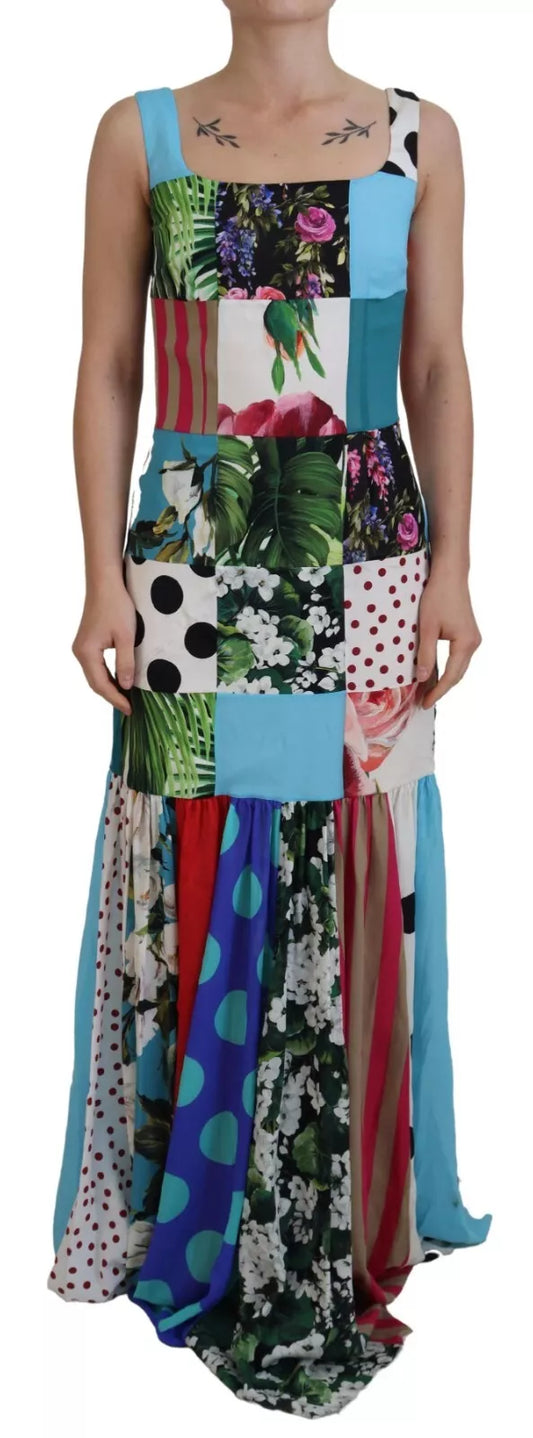 Dolce &amp; Gabbana multicolor patchwork silk maxi dress