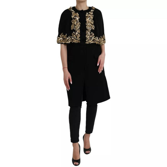 Dolce &amp; Gabbana Black virgin wool coat with embellishments