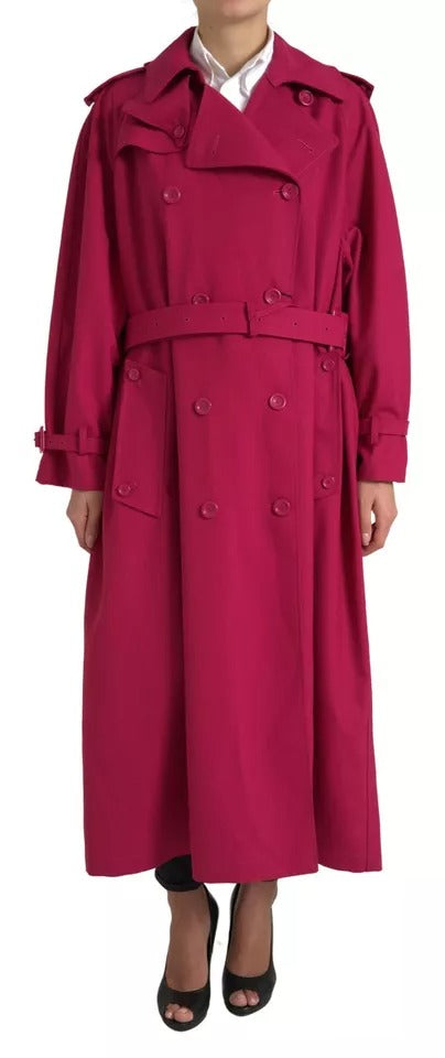 Dolce &amp; Gabbana Dark Pink Double Breasted Trench Coat Jacket