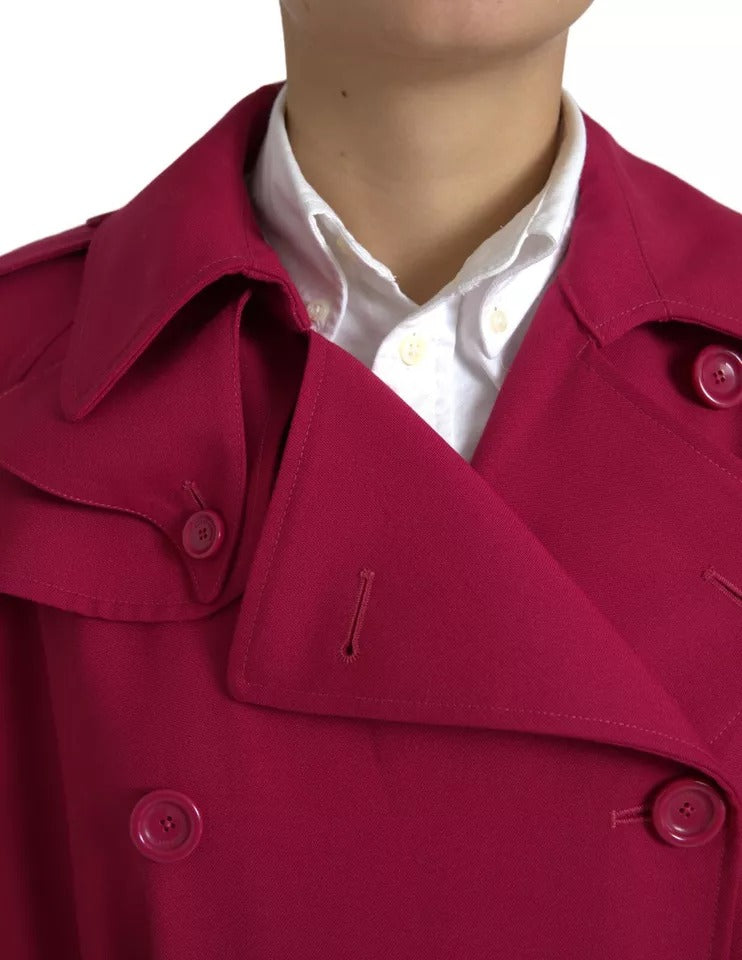 Dolce &amp; Gabbana Dark Pink Double Breasted Trench Coat Jacket