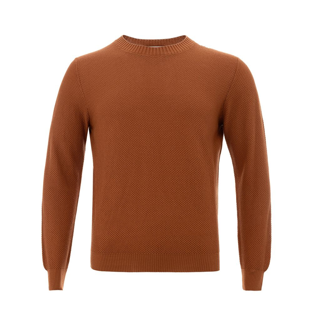 Gran Sasso Elegant round neck sweater made of cotton in rich brown