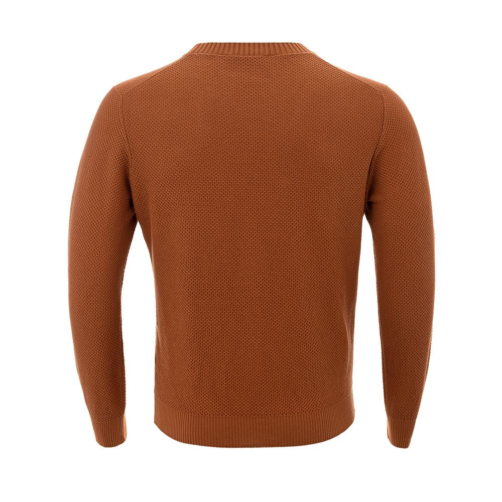 Gran Sasso Elegant round neck sweater made of cotton in rich brown