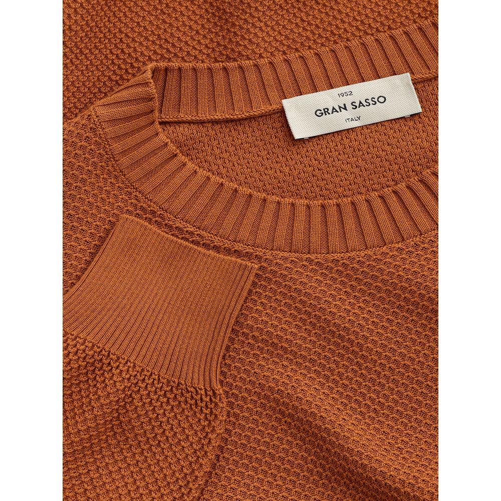 Gran Sasso Elegant round neck sweater made of cotton in rich brown