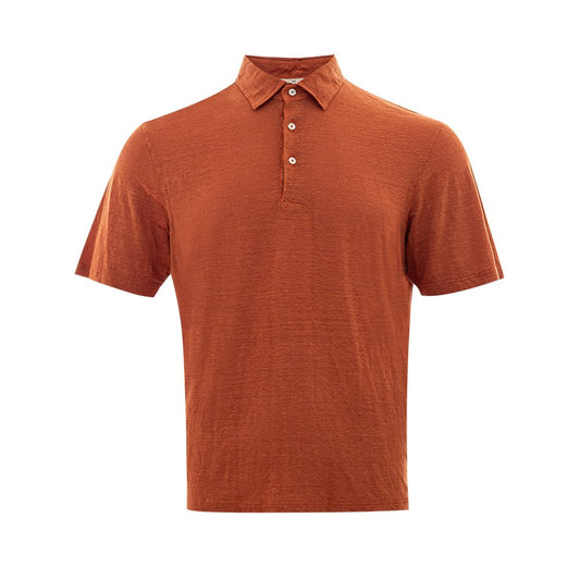 Gran Sasso Elegant linen polo shirt in sophisticated brown