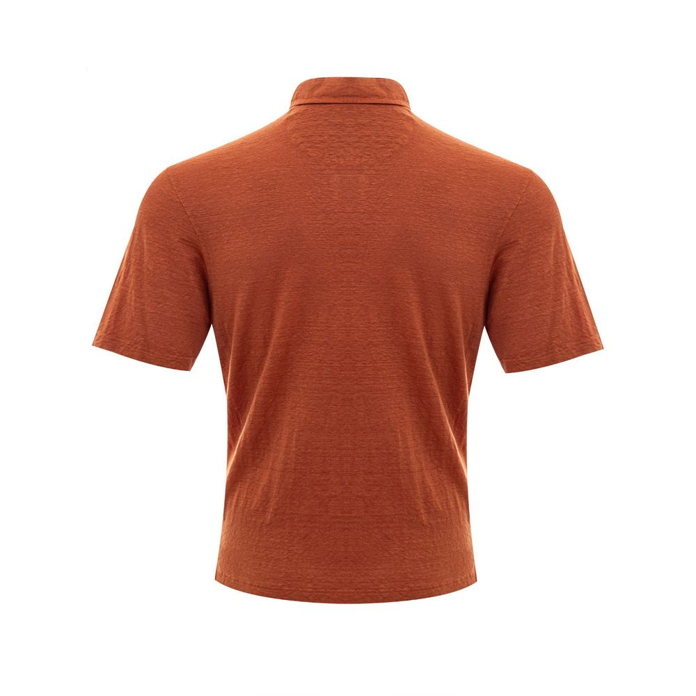 Gran Sasso Elegant linen polo shirt in sophisticated brown