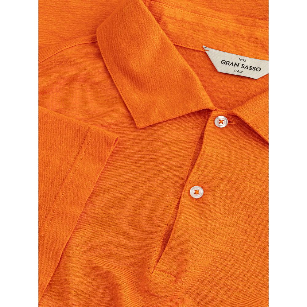 Gran Sasso Elegant Linen Polo Shirt in Orange