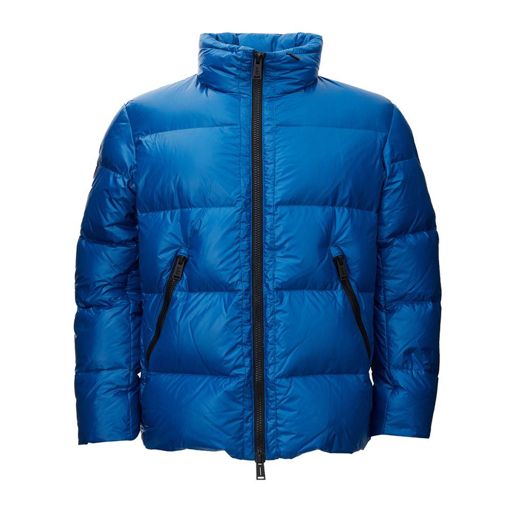 Add Blaue Jacke aus glattem Polyamid für Männer