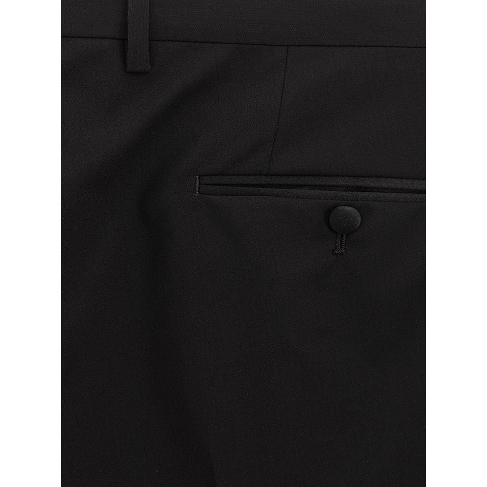 Dolce & Gabbana Glatte schwarze Wollhose für Männer