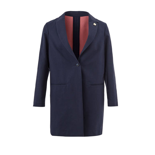 Lardini Cotton Elegance: Chic blue jacket