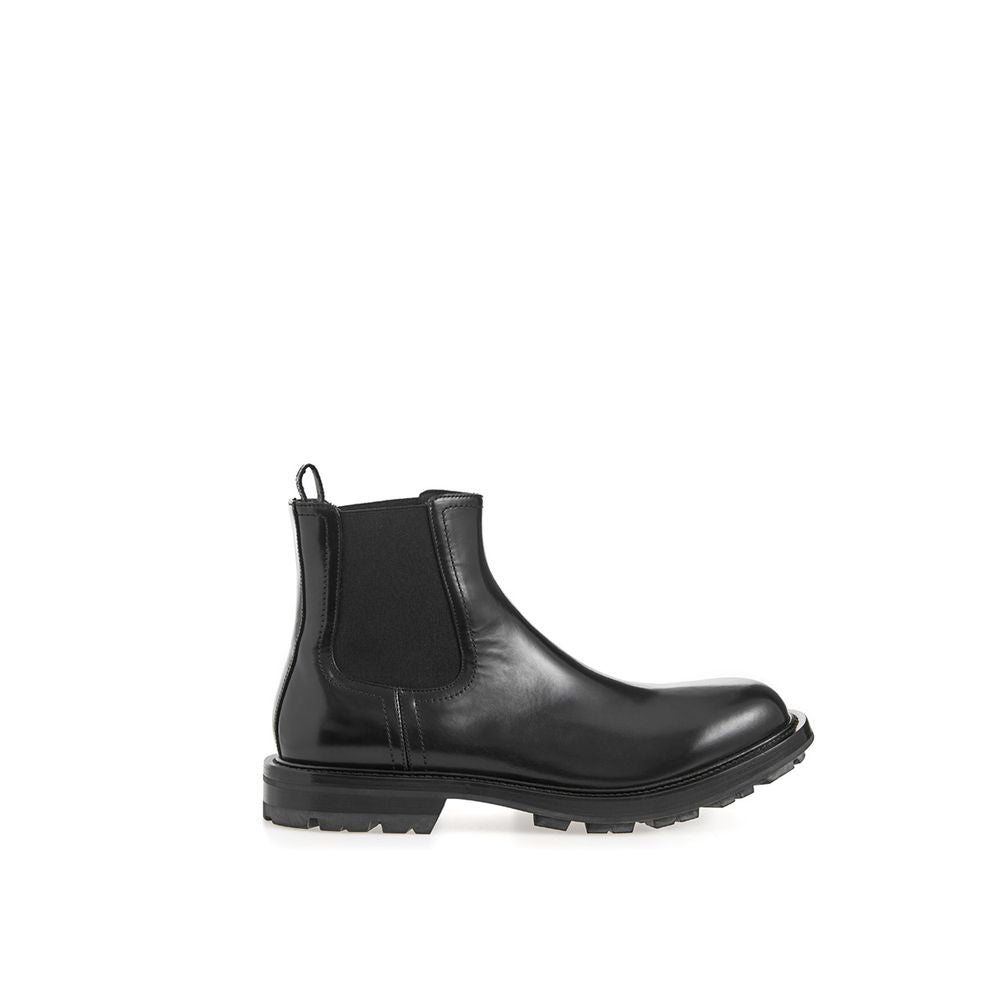 Alexander McQueen Slim Black Leather Boots for Men