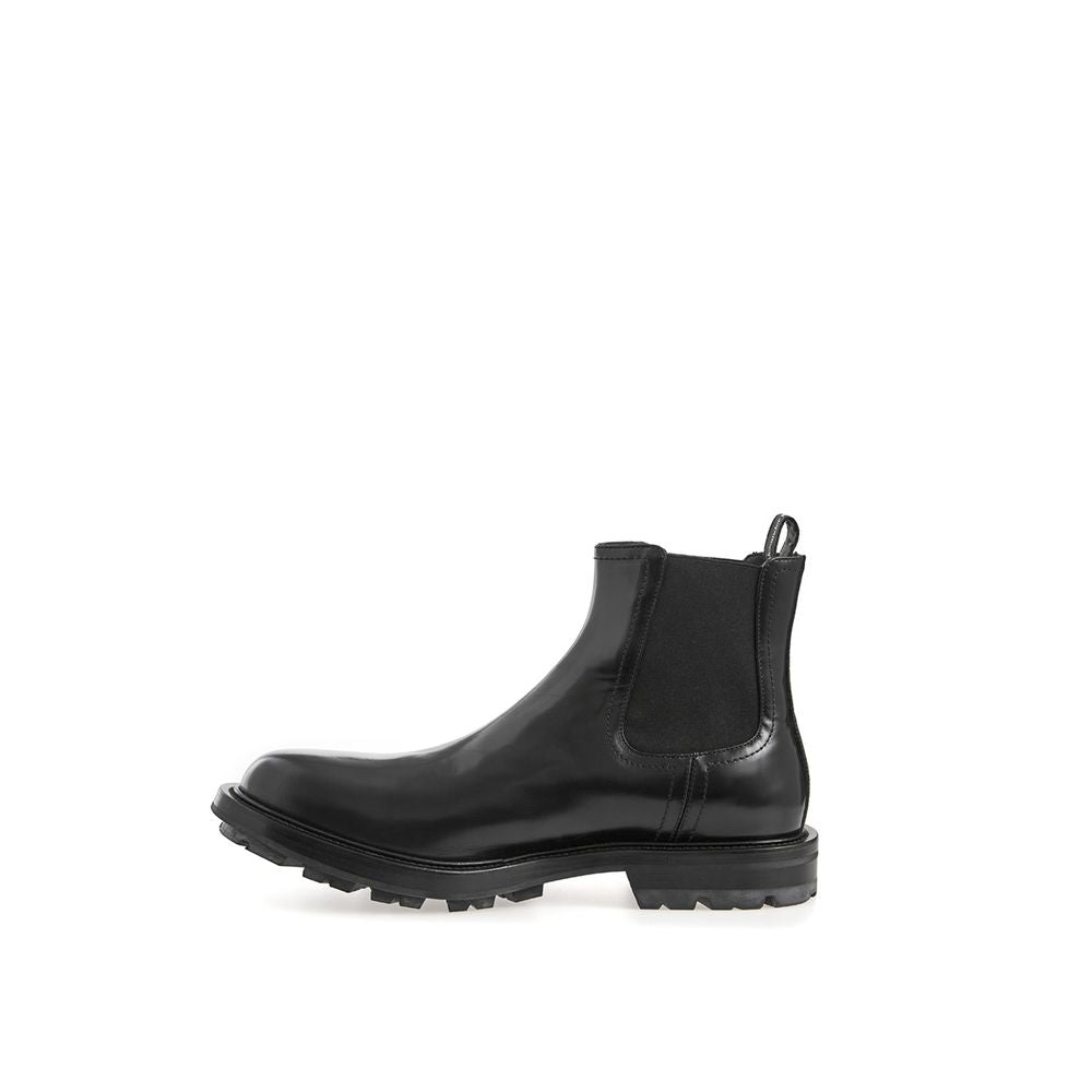 Alexander McQueen Slim Black Leather Boots for Men