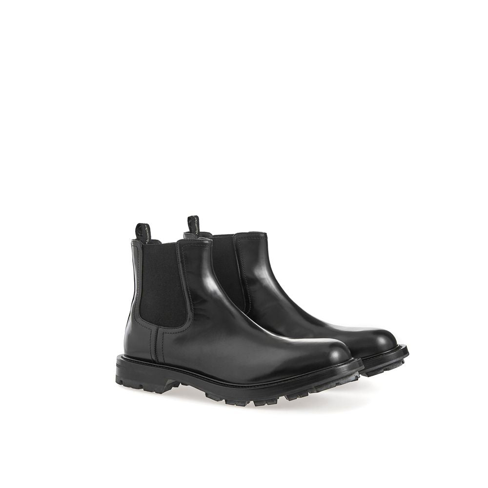 Alexander McQueen Slim Black Leather Boots for Men