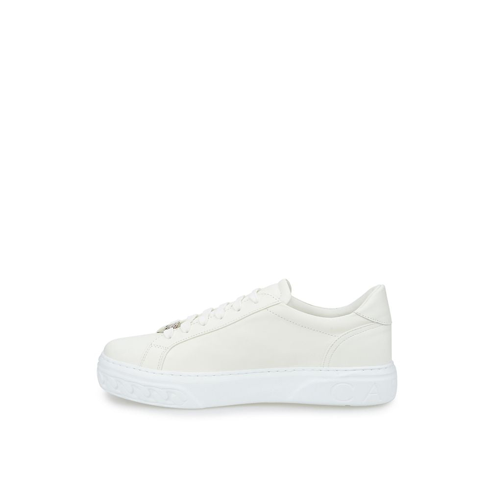 Casadei Smooth White Leather Sneakers