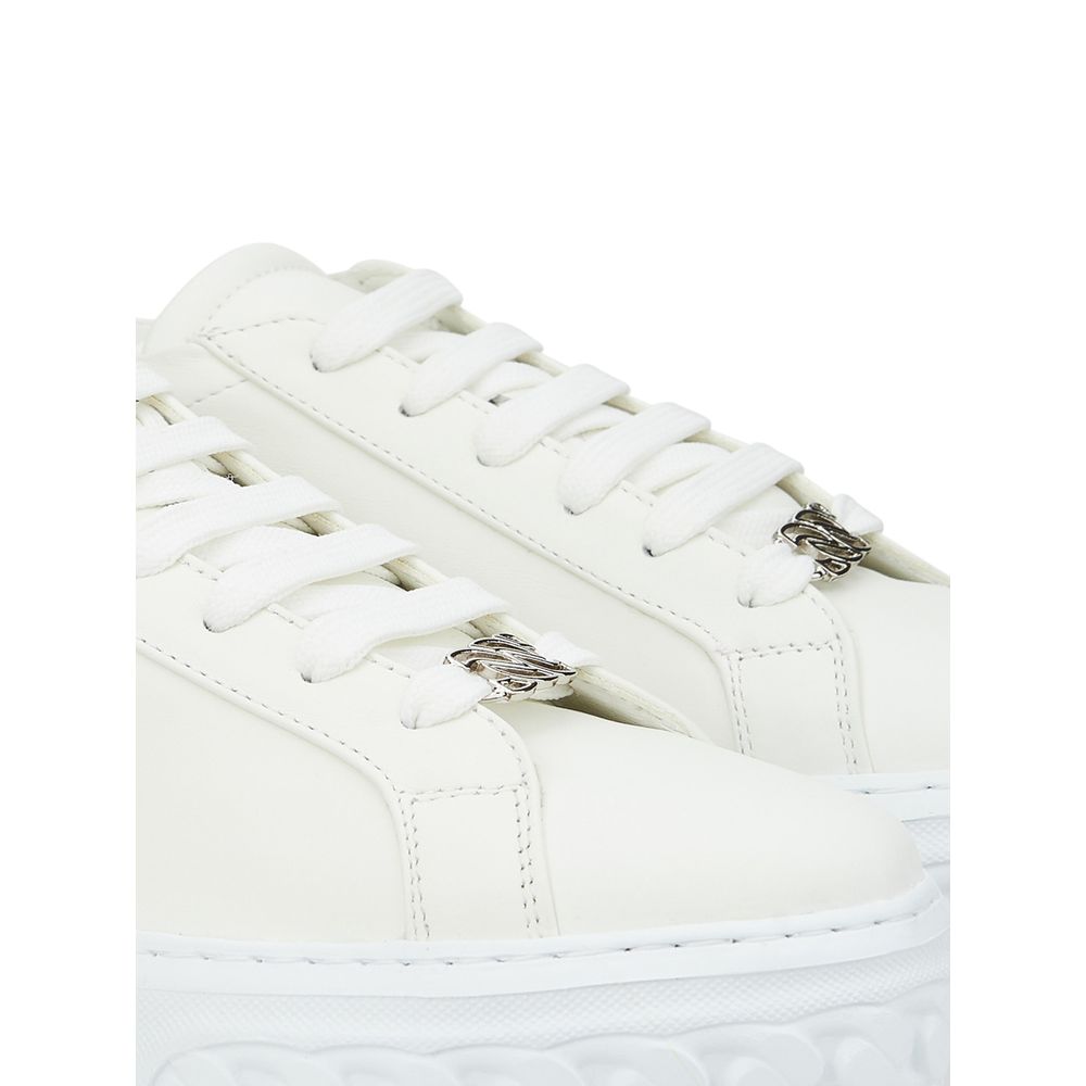 Casadei Smooth White Leather Sneakers