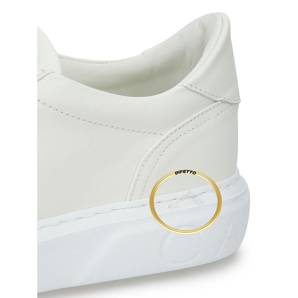 Casadei Smooth White Leather Sneakers