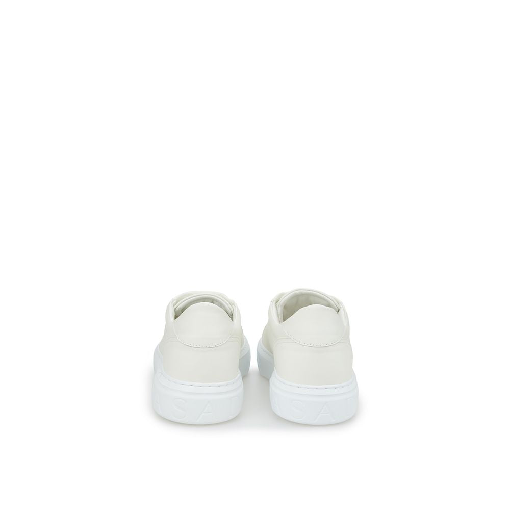 Casadei Smooth White Leather Sneakers