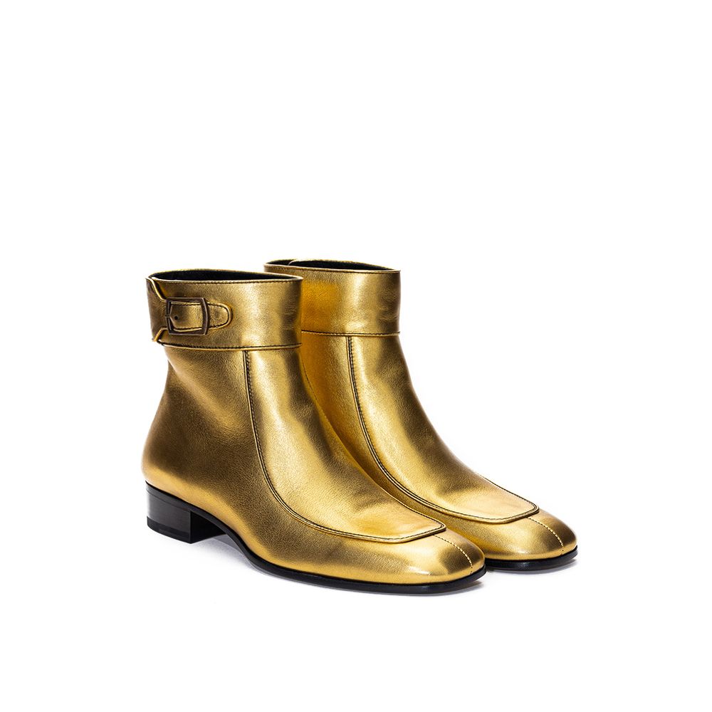 Saint Laurent Gold Leather Boots