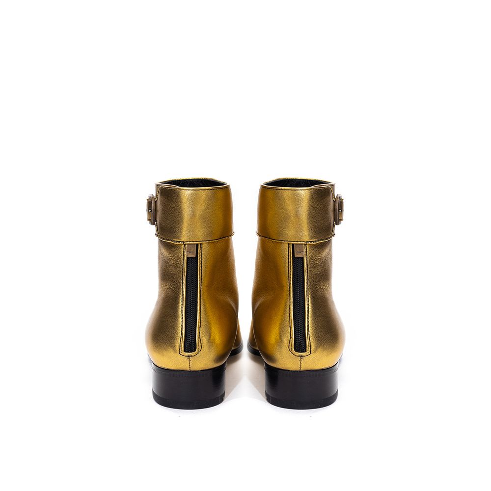 Saint Laurent Gold Leather Boots