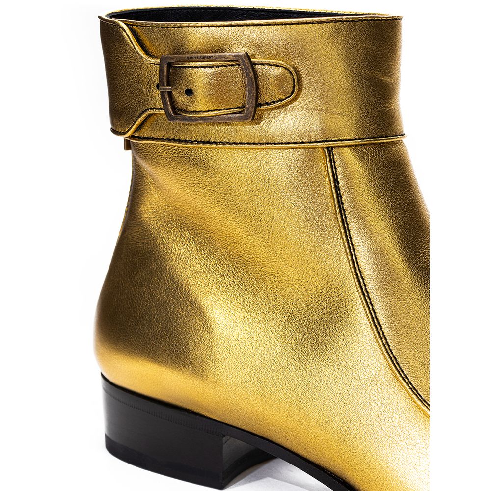 Saint Laurent Gold Leather Boots