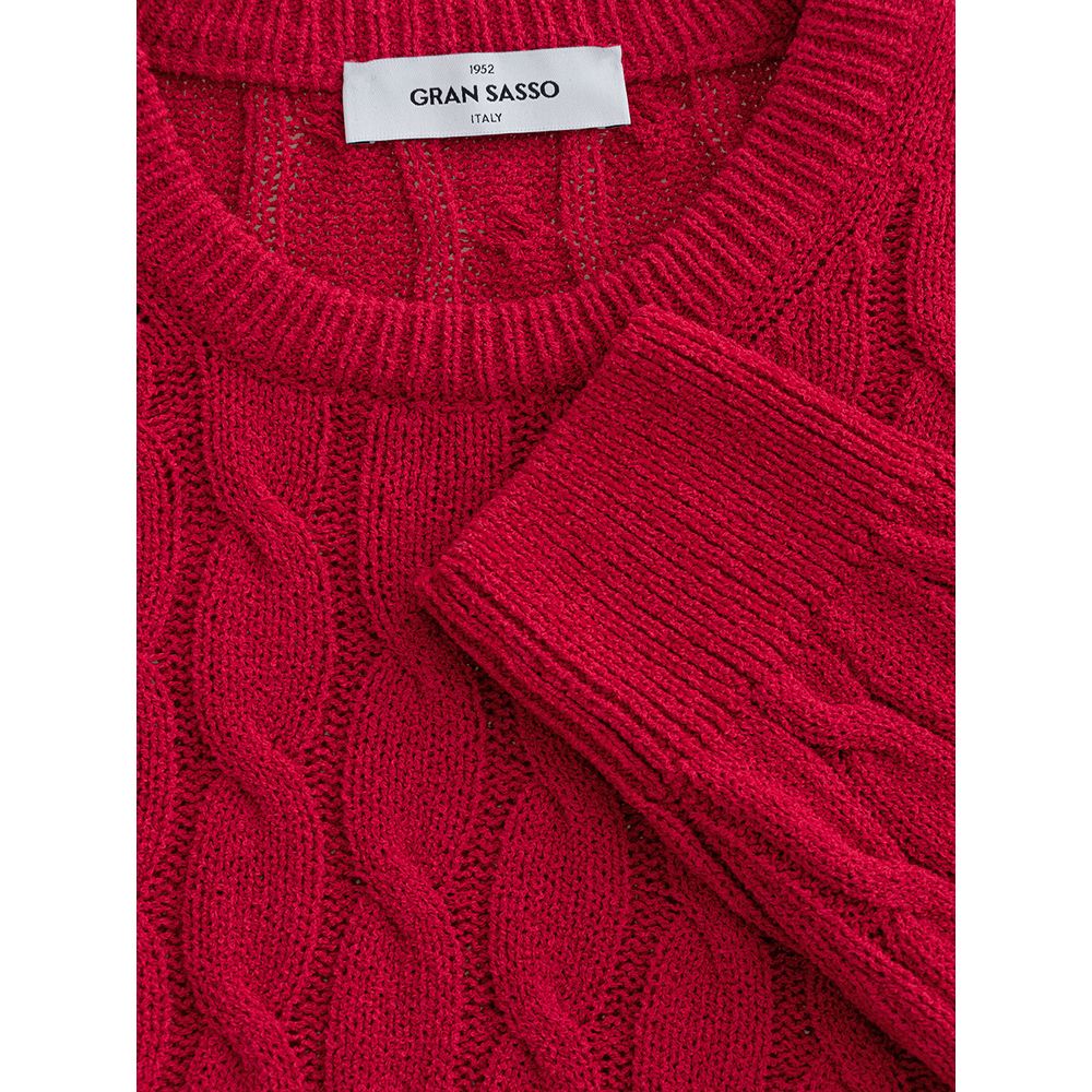 Gran Sasso Elegant classic sweater in crimson cotton