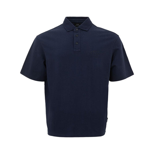 Armani Exchange Glattes blaues Baumwoll-Poloshirt für Männer