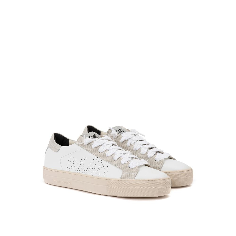 P448 Elegant white leather sneakers