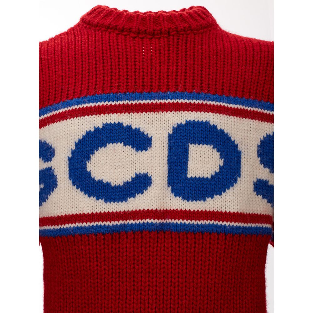 GCDS Elegant sweater made of red wool for sharp looks