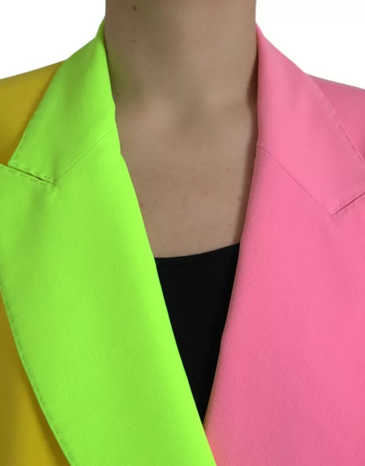 Dolce &amp; Gabbana Multicolor Patchwork Coat Jacket with Lapels