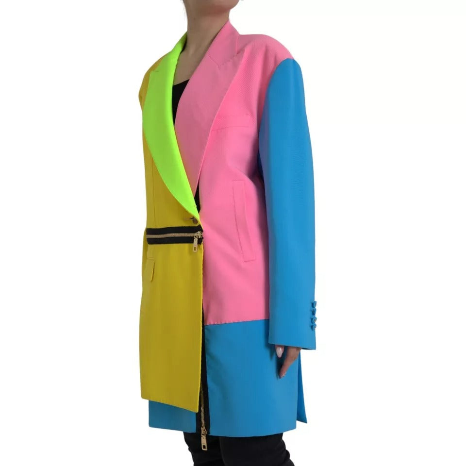 Dolce &amp; Gabbana Multicolor Patchwork Coat Jacket with Lapels