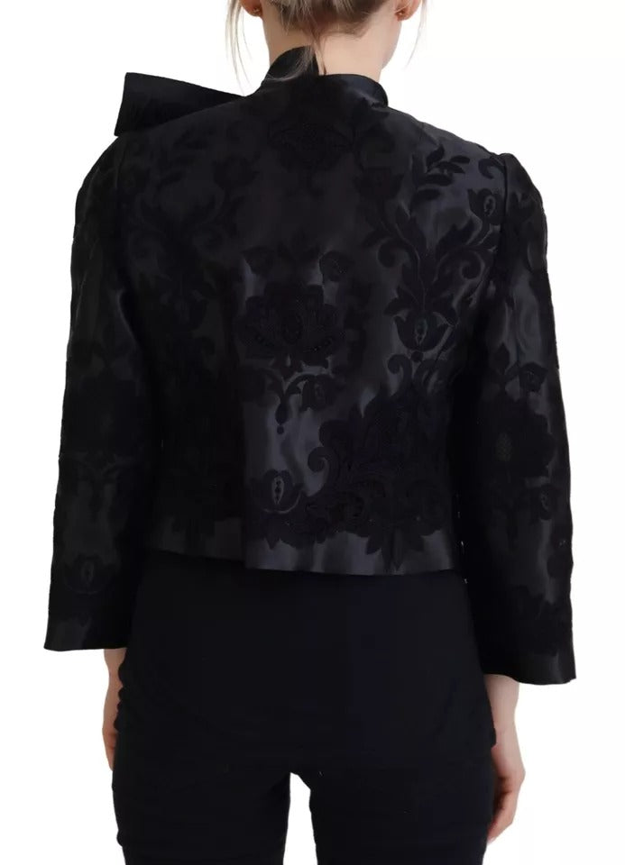 Dolce &amp; Gabbana Black Lace Sheer Corset Organza Silk Jacket