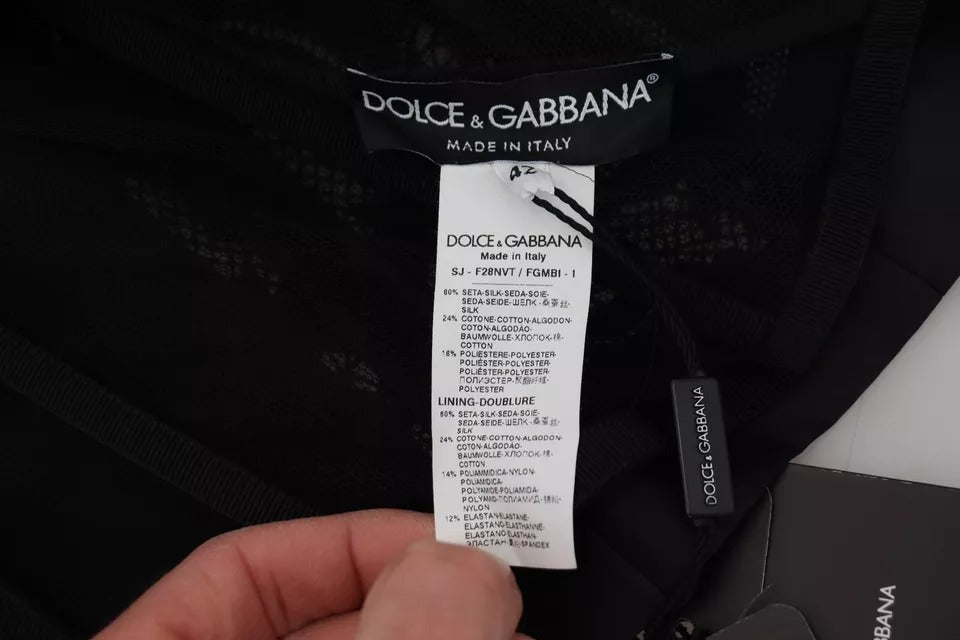 Dolce &amp; Gabbana Black Lace Sheer Corset Organza Silk Jacket